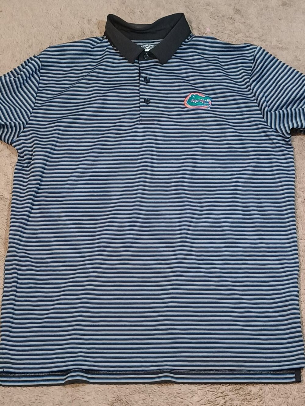 Callaway/Polo Shirt/Mens Large/Black Blue Stripe/UF Gators Golf Athleisure Polo